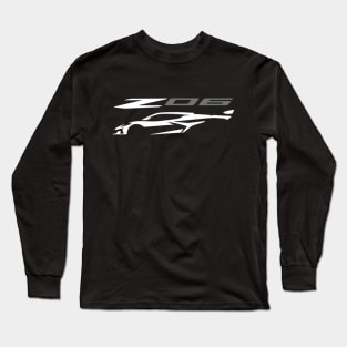 C8 Arctic White Z06 c8r graphic car silhouette Long Sleeve T-Shirt